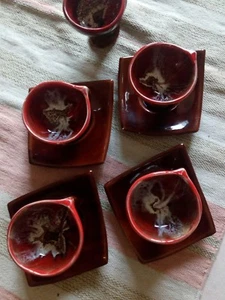 Lot de 4 petites tasses avec sous tasses Vallauris + 1 tasse offerte - Picture 1 of 4