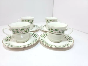 Holly Holiday Cups And Saucers Set Of Four China - Picture 1 of 10