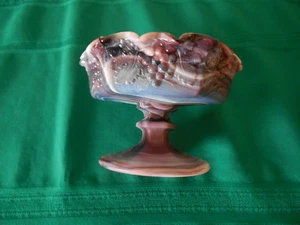 Imperial Purple Slag Compost Dish with Grape Design, Imperial insignia on bottom - Picture 1 of 4