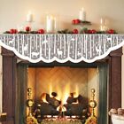 White Christmas Fireplace Mantel Cover – Lace Reindeer Snowflake Mantle Scarf 