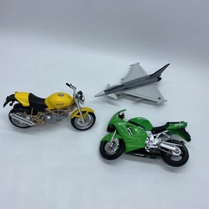 3 Maisto Toys / Jet + Motorcycles - Diecast - Kawasaki Ducati Eurofighter EF2000 - Picture 1 of 11