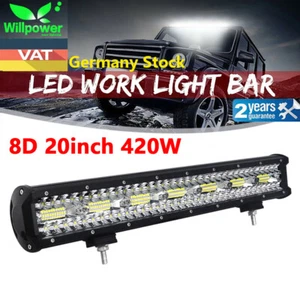 8D 20inch 420W Tri Row Led Work Light Bar Car Off road Truck ATV SUV 4x4 Driving - Imagen 1 de 9