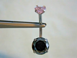 2.37ctw 100% ANTIENTRE DIAMANTE NEGRO REAL RNG con CORAZÓN ROSA *DOBLE* CERTIFICADO, DIATESTER - Imagen 1 de 10