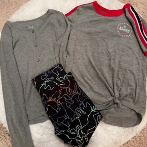 Girls Justice Set (3) | Gray Dance Shirt/Thermal and Unicorn Leggings | Size 10 - Picture 1 of 11