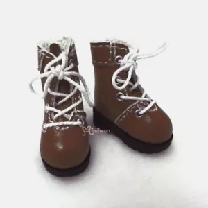 SHP002LBN Mimiwoo 1/6 Bjd Doll Shoes Blythe PU Leather Medium Boots BROWN =^.^= - Picture 1 of 4