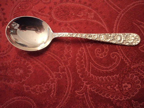S. KIRK & SON REPOUSSE CREAM SOUP SPOON(S) 6 1/8" NO MONOGRAM Cover
