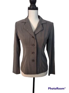 B. Moss Collection Gray & White Pinstripe Blazer Size 2 - Picture 1 of 9