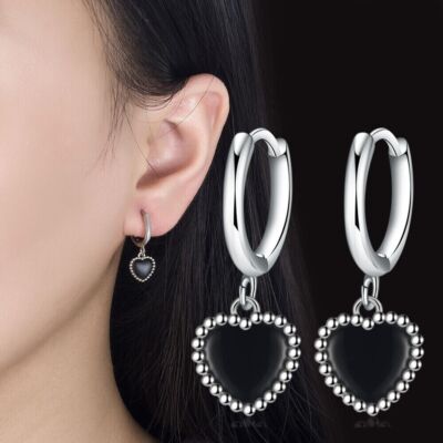 SLUYNZ Solid 925 Sterling Silver Heart Drop Earrings - Dangle Hook Earrings For Women & Teens