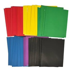 (54) 2-Pocket Paper Folders w/ Prongs & Business Card Holders Assorted Colors - Picture 1 of 8