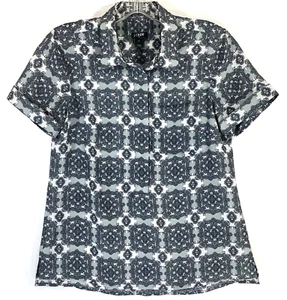 J.CREW Factory Talla 2 Manga Corta Popover Estampado Filigrana Estilo 08935 - Imagen 1 de 12