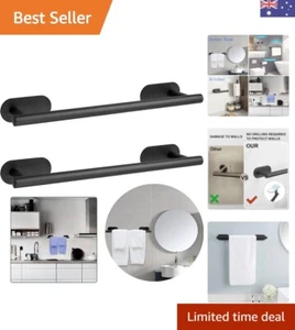 Compact Dark Finish Towels Bar with Multi-Purpose Hooks – Easy Adhesive Mounting - Picture 1 of 11