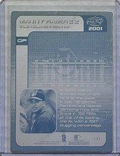 1 OF 1 MANNY RAMIREZ 2001 PACIFIC CARD PRINTING PLATE CLEVELAND INDIANS RED SOX