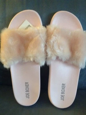 JOE BOXER PINK (BLUSH) WOMEN'S FLIP FLOP SLIPPERS WITH FAUX FUR (FAELYN) 11/12 - Image 1 of 4