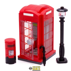 Telephone Box | Lamp Post Box & Umbrella British Red Phone | All parts LEGO - Picture 1 of 4
