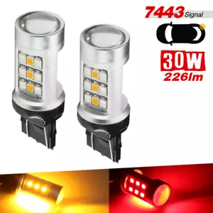 7443 LED Turn Signal Switchback Red/Amber For DRL Parking Light Bulbs - Picture 1 of 7