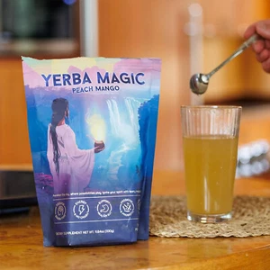 Polvo de té instantáneo Yerba Magic Yerba Mate - Sabores de mango melocotón - 30 porciones EE. UU. - Imagen 1 de 5