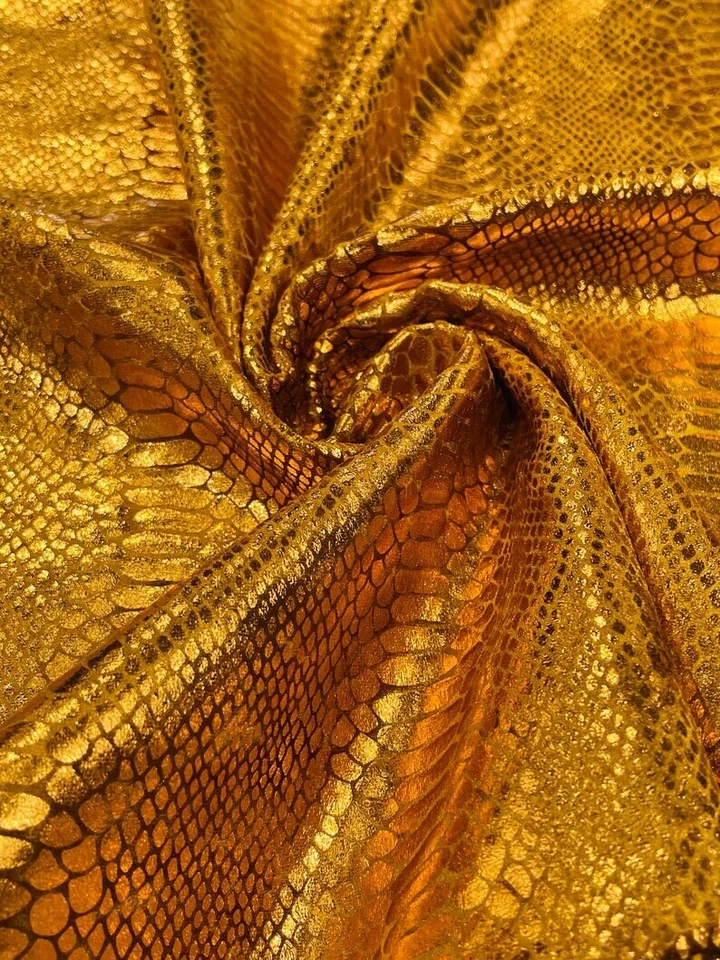 58" Wide Cinnamon foil Snake design on a stretch velvet fabric SOLD BY YARD - Image 1 of 1