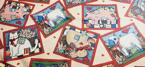 Vintage 1993 Fabric * Fabric Traditions * 100% cotton - 44" x 45" animals Susan - Picture 1 of 7