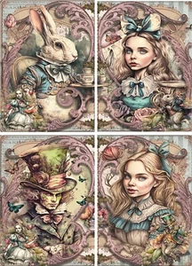 8 Alice in Wonderland Mad Hatter Tea Party glossy blank note card envelopes - Picture 1 of 4