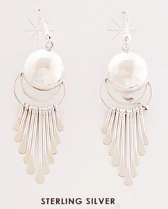 Native American Navajo Handmade Sterling Silver Dangle Earrings - Picture 1 of 1