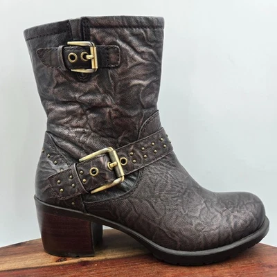 Botas Earth Denali Altitude para mujer 6M cuero bronce ingeniero motociclista tachonadas Foto 1 de 4