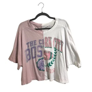 Aeropostale kurzes Boyfriend T-Shirt Boston New York Split Large - Bild 1 von 5