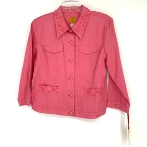 NWT Ruby Rd. Think Pink Embellished Button Front Jacket Shacket Size 10 Casual  - Picture 1 of 6