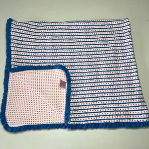 Vintage Gymboree Little Sailor Baby Blanket Blue Pink Hearts Ruffle Edge *READ* - Picture 1 of 10