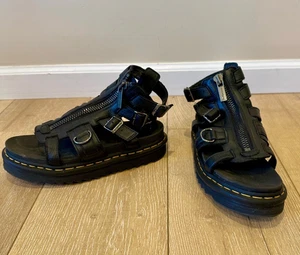 Dr. Martens Olson Gladiator Platform Sandals Black Leather Zip Chunky Sole US 8 - Picture 1 of 8