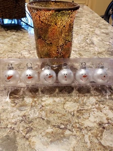 NEU in BOX MUNDGEBLASENES GLAS SCHNEEMÄNNER Esszimmer Tischkarten Halter 2,75 x 2" 6er Set - Bild 1 von 8