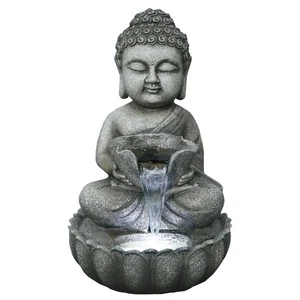 Fuente de agua Northlight 21,5" Buda en pose Sukhasana jardín exterior - Imagen 1 de 6