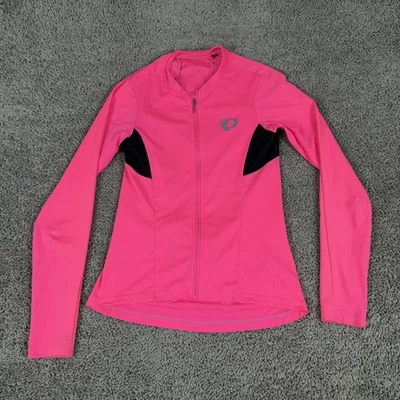 Camiseta feminina de ciclismo Pearl Izumi rosa média manga longa zíper completo reflexiva - Imagem 1 de 4