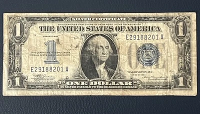 1934 $1 Silver Certificate FUNNYBACK NOTE, FR.1606, Circulated - Image 1 of 2