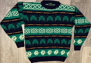 *NWOT* Men's Emerald Isle Clover Shamrock Sweater Made in Ireland 🇮🇪 Small - Picture 1 of 9