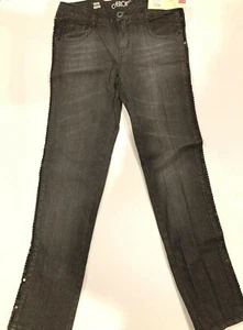 Cherokee Jeans Girls Size 16 Black Skinny Sequins Adjustable Waist Low Rise NWT - Picture 1 of 10