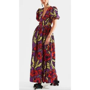 LA DoubleJ Persephone Kleid Big Blooms Viola in Silk Twill - Bild 1 von 8