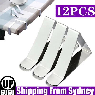 12PCS Stainless Steel Tablecloth Clips Desk Table Cloth Cover Clamp Holder Party - image 1 of 4