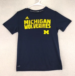 Michigan Wolverines Tshirt Youth M 10-12 Blue Adidas Climate Short Sleeve - Picture 1 of 13