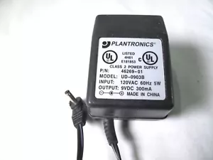 Original PLANTRONICS UD-0903B 46269-01 Output: 9VDC -- 300mA - Picture 1 of 2