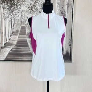 Lady Hagen weiß magenta Damen 1/4 Frontreißverschluss ärmelloses Top - Größe M - Bild 1 von 9