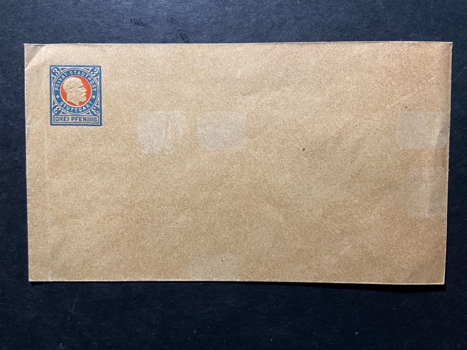 Germany 1889 King Karl Jubilee 3pf Stuttgart Private Stadtpost Envelope Unused - Image 1 of 3