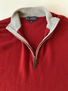 Hart Schaffner Marx Mens L Sweater Red Half-Zip MERINO WOOL Pullover - Picture 1 of 9