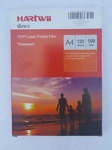 Hartwii A4 OHP laser Printer film Transparent 120 sheets 100 microns New - Photo 1/2
