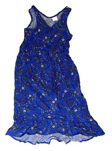 Crazy 8 Girls Dress Button Front Blue Floral Size 5 - Picture 1 of 3