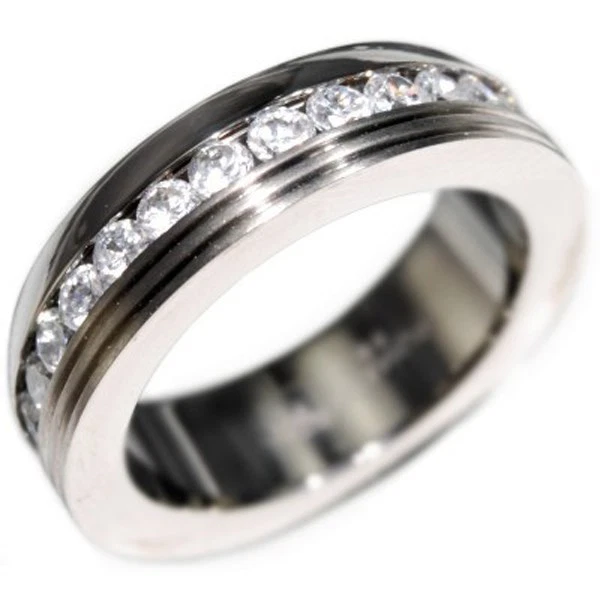 ANILLOS ALIANZA TITANIO BODA ETERNIDAD PIEDRA BRILLANTE 1,65 CTW talla 10,11,12 Foto 1 de 3