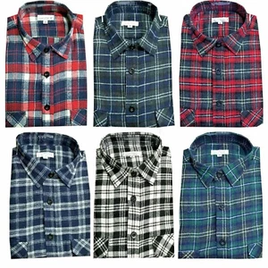 Mens Flannel Brushed Fleece Lumberjack  Soft Cotton Check Causal Shirt Work Top  - Picture 1 of 7