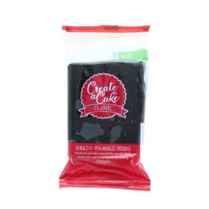 Black Create A Cake Palm Free Sugar Paste - 200g - Picture 1 of 1