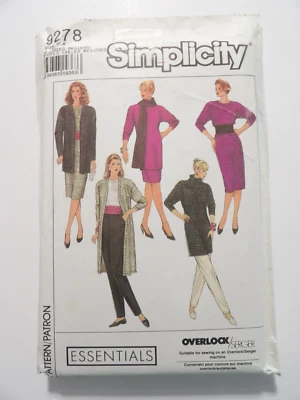 Simplicity 9278 Jacket Dress Top Tunic Skirt Pants Scarf & Tube Size 6-24 Uncut - Image 1 of 3