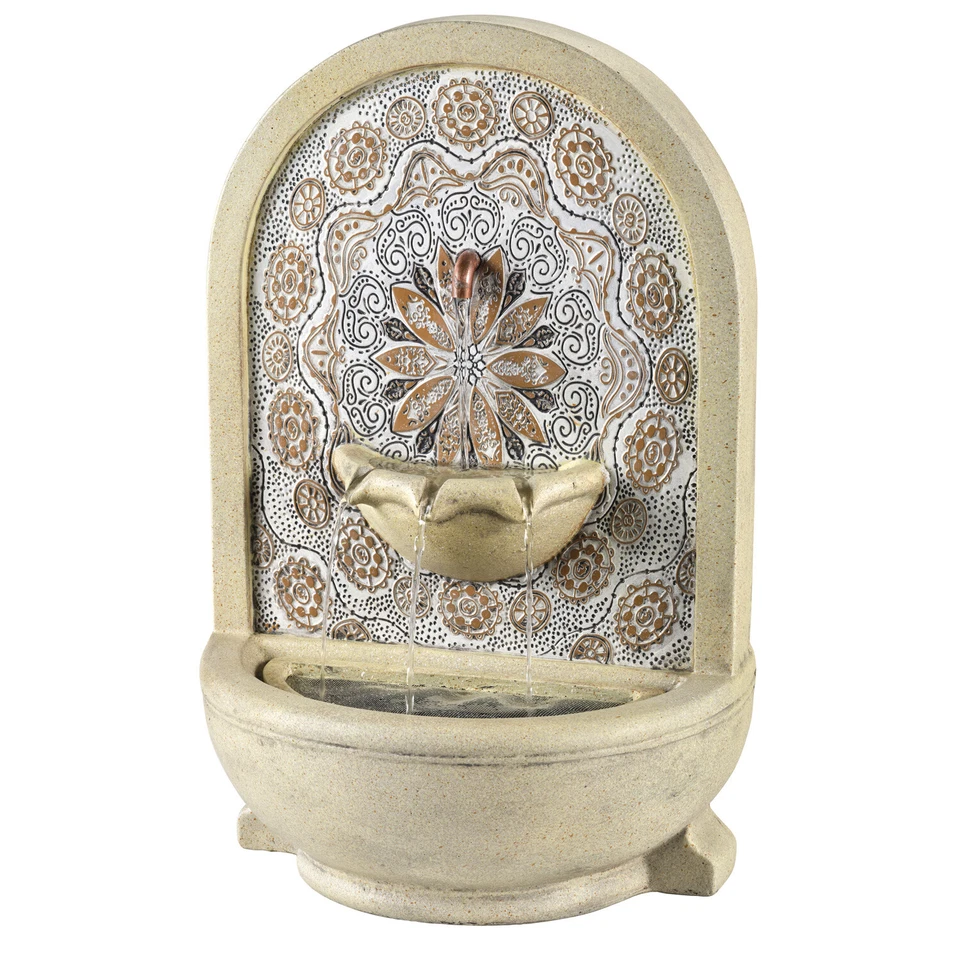 Brunnen rund Wandbrunnen Standbrunnen Außentrafo natur Zierbrunnen H: 54cm - Bild 1 von 3