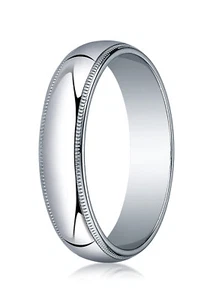 Traditioneller ovaler Damenring 14 Karat Weißgold, 5,0 mm Kuppel mit Milgrain - Bild 1 von 3